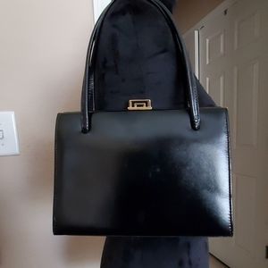 Vintage Black Leather Kelly Bag